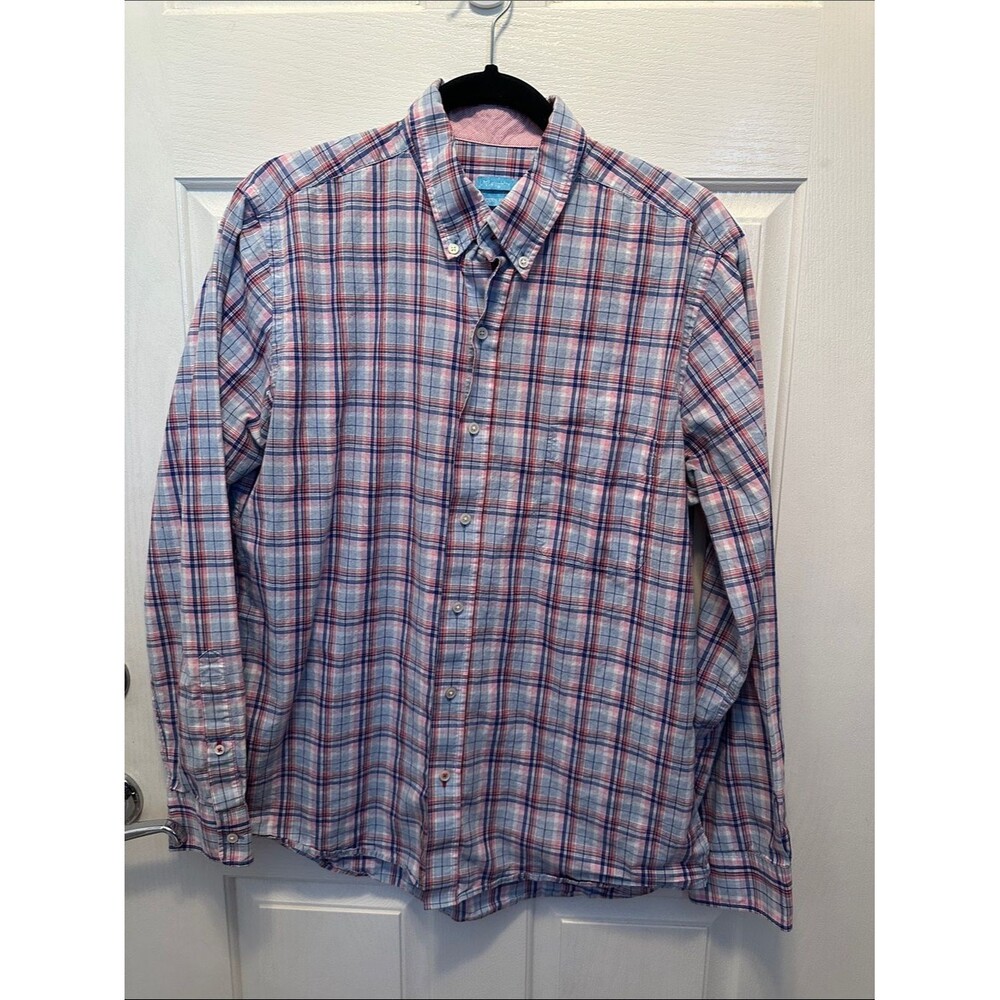 J. McLaughlin Men's Plaid Button-Down Shirt Modern Fit Size Large